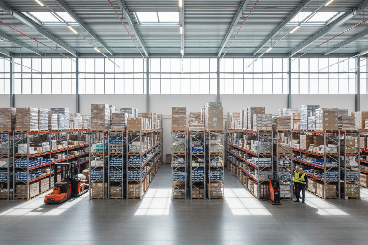 maak een afbeelding van een bedrijfshal